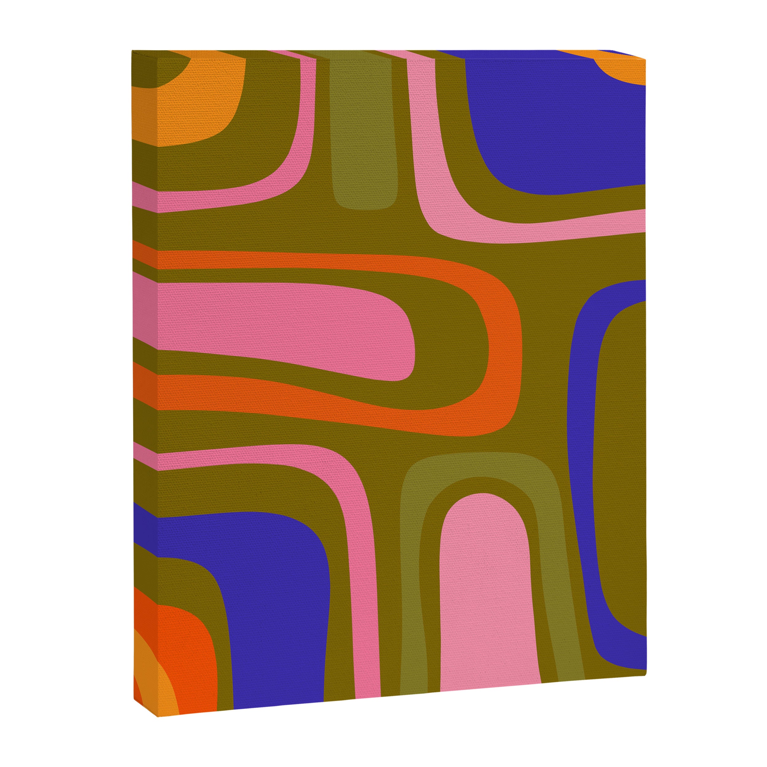 Palm Springs Retro Mid Century Modern Colorful Abstract Pattern Olive Khaki Green Pink Blue Orange Canvas Print Gallery Image 8