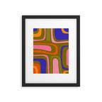 Palm Springs Retro Mid Century Modern Colorful Abstract Pattern Olive Khaki Green Pink Blue Orange Framed Art Print Gallery Image 6