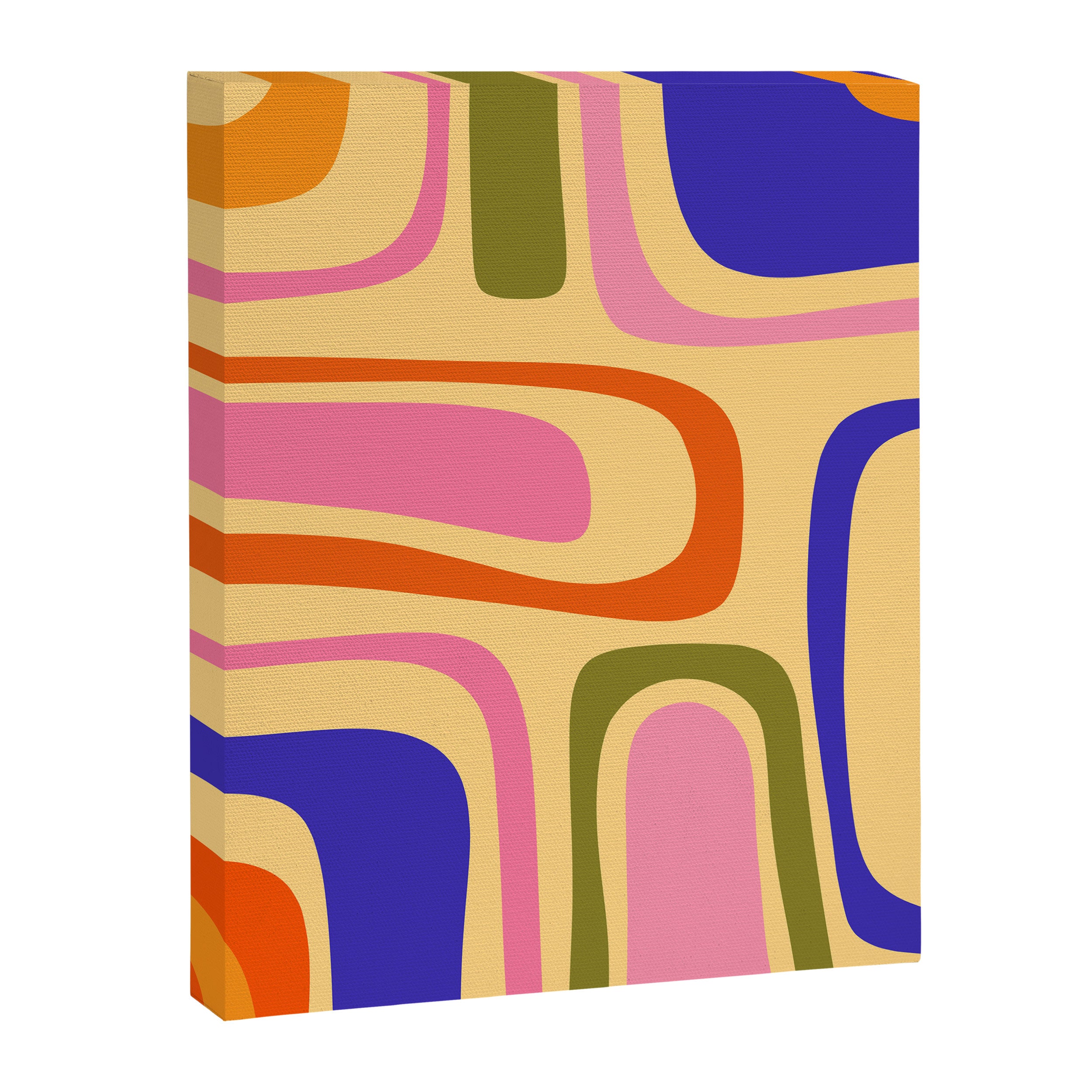 Palm Springs Retro Mid Century Modern Colourful Abstract Pattern Yellow Orange Pink Blue Green Canvas Print Gallery Image 8