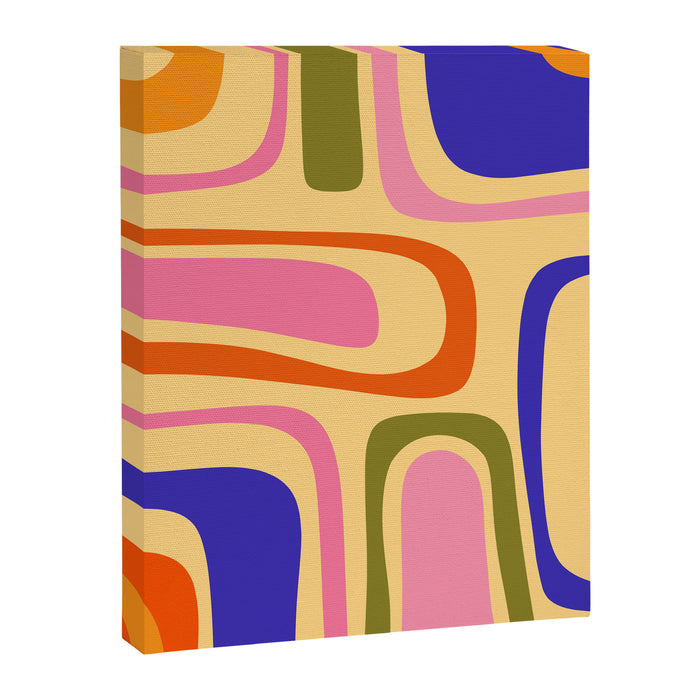 Palm Springs Retro Mid Century Modern Colourful Abstract Pattern Yellow Orange Pink Blue Green Canvas Print Gallery Image 1