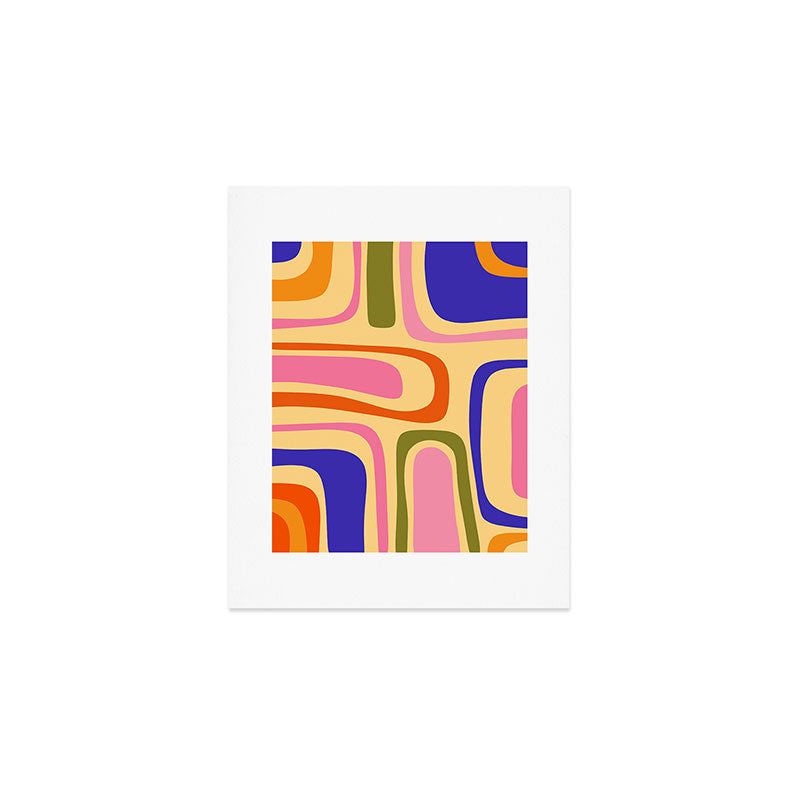 Palm Springs Retro Mid Century Modern Colourful Abstract Pattern Yellow Orange Pink Blue Green Art Print Gallery Image 1