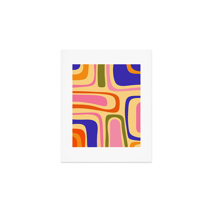 Palm Springs Retro Mid Century Modern Colourful Abstract Pattern Yellow Orange Pink Blue Green Art Print Gallery Image 1