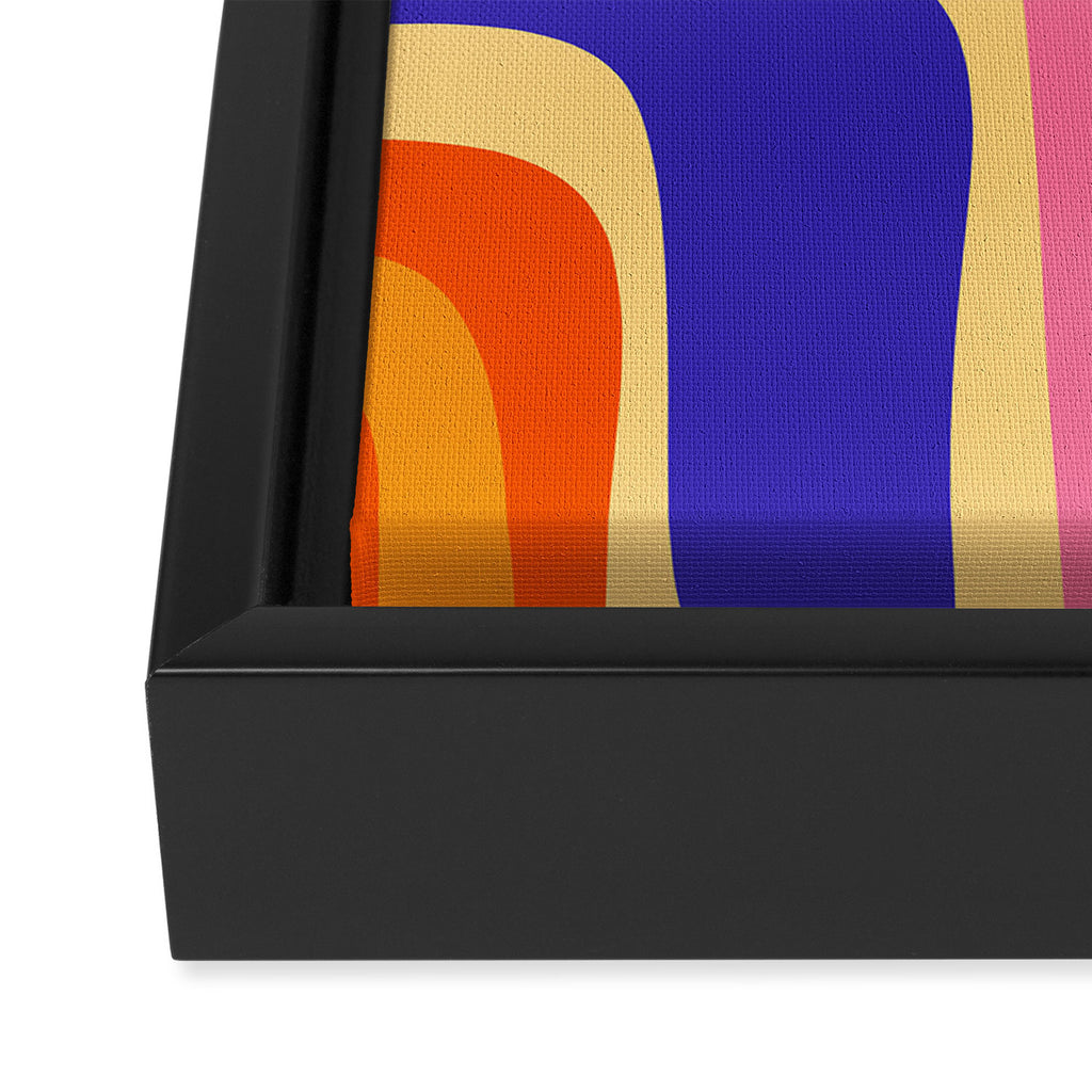 Palm Springs Retro Mid Century Modern Colourful Abstract Pattern Yellow Orange Pink Blue Green Framed Canvas Print Gallery Image 3