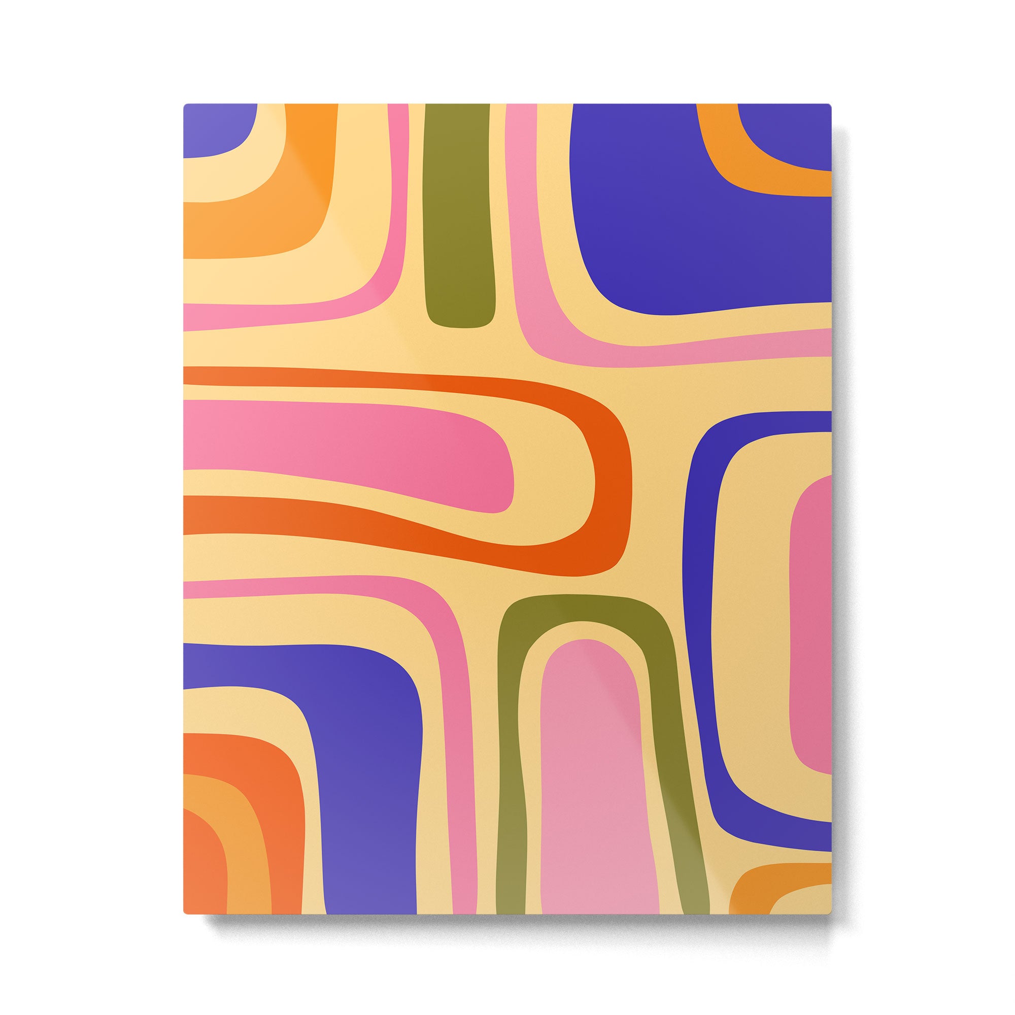 Palm Springs Retro Mid Century Modern Colourful Abstract Pattern Yellow Orange Pink Blue Green Metal Print Gallery Image 6