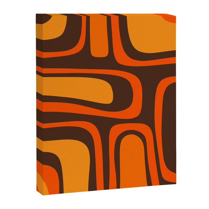 Palm Springs Retro Mid-Century Modern Abstract Pattern in 70s Brown and Orange Canvas Print Gallery Image 1