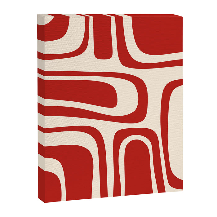 Palm Springs Retro Mid-Century Modern Abstract Minimalist Pattern Red and Almond Cream Canvas Print Gallery Image 1