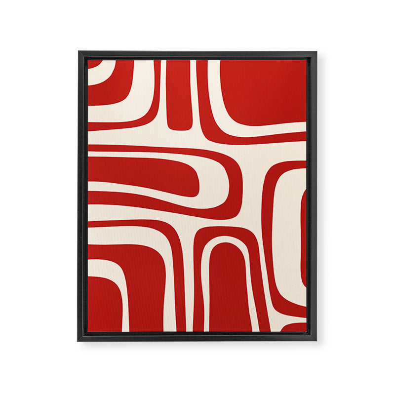 Palm Springs Retro Mid-Century Modern Abstract Minimalist Pattern Red and Almond Cream Framed Canvas Print Gallery Image 8