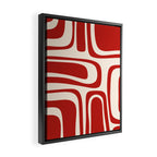 Palm Springs Retro Mid-Century Modern Abstract Minimalist Pattern Red and Almond Cream Framed Canvas Print Gallery Image 2