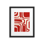 Palm Springs Retro Mid-Century Modern Abstract Minimalist Pattern Red and Almond Cream Framed Art Print Gallery Image 6