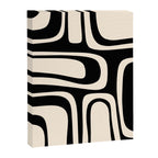 Palm Springs Retro Midcentury Modern Abstract Pattern Black and Almond Cream Canvas Print Gallery Image 8