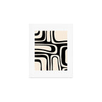 Palm Springs Retro Midcentury Modern Abstract Pattern Black and Almond Cream Art Print Gallery Image 1