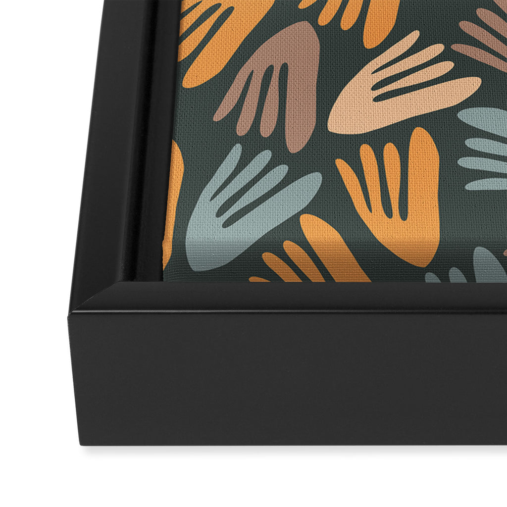 Papier Découpé Abstract Cutout Pattern Slate Blue Orange Blush Taupe Framed Canvas Print Gallery Image 3