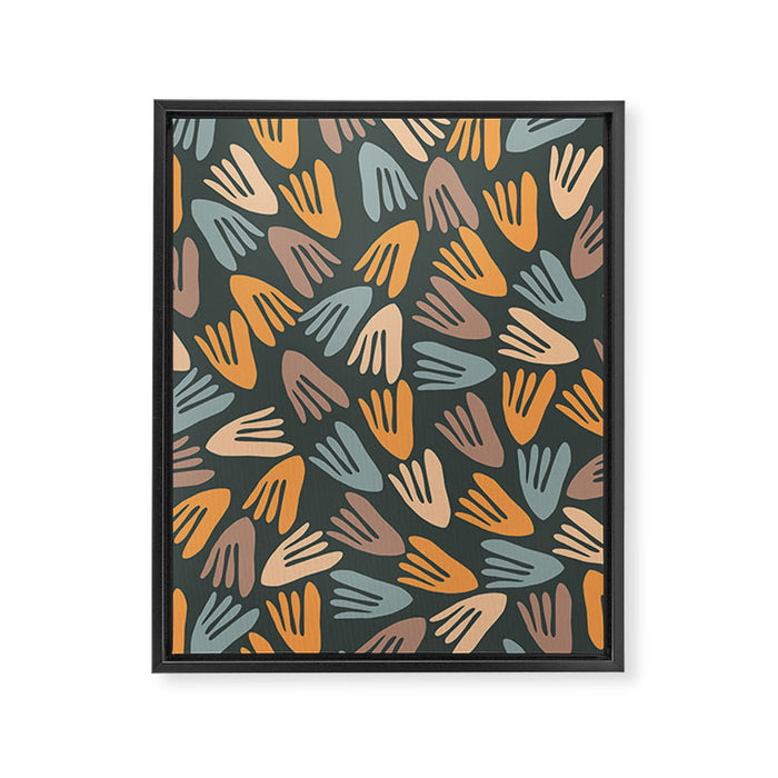 Papier Découpé Abstract Cutout Pattern Slate Blue Orange Blush Taupe Framed Canvas Print Gallery Image 1