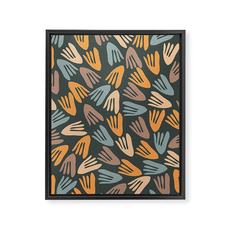 Papier Découpé Abstract Cutout Pattern Slate Blue Orange Blush Taupe Framed Canvas Print Gallery Image 8