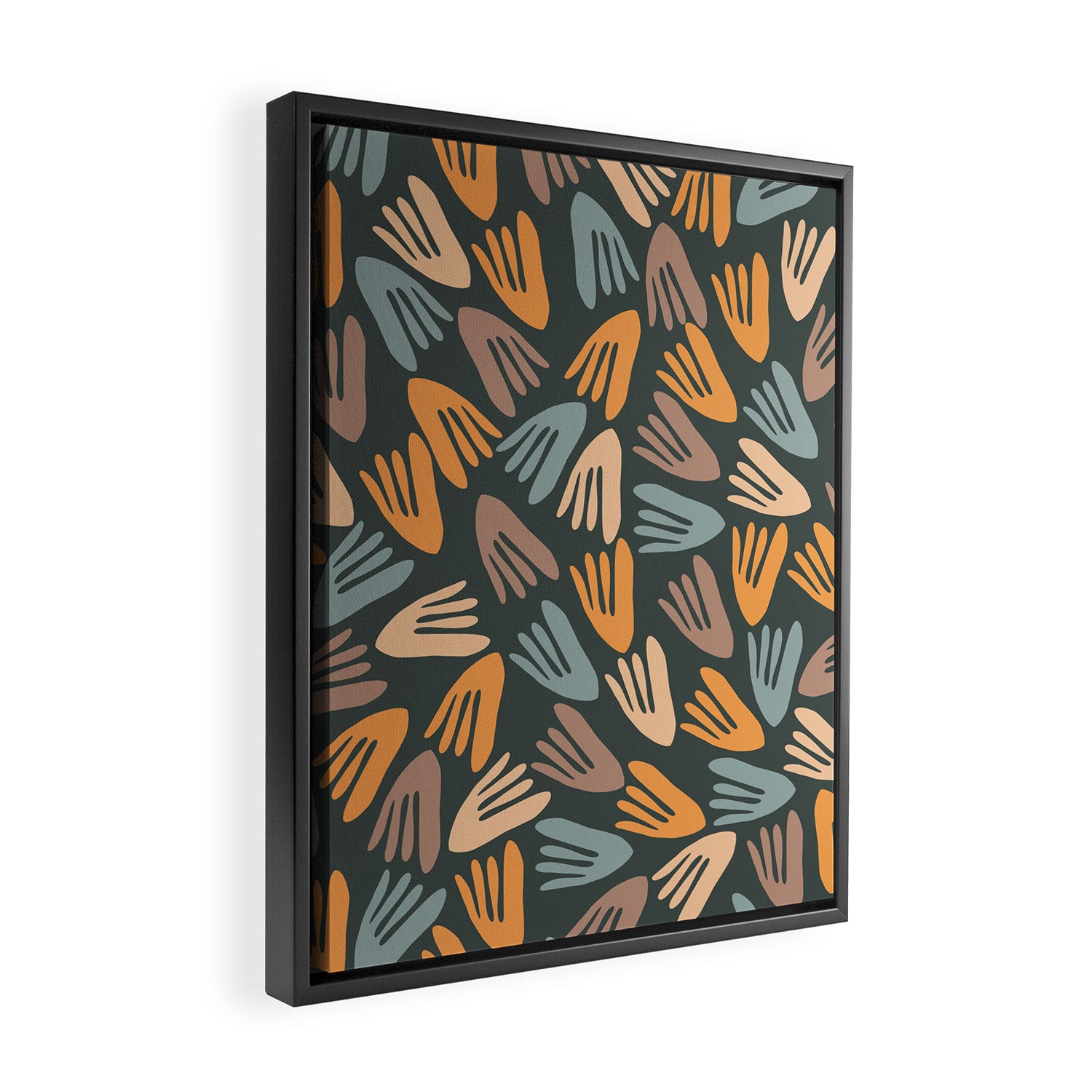 Papier Découpé Abstract Cutout Pattern Slate Blue Orange Blush Taupe Framed Canvas Print Gallery Image 2