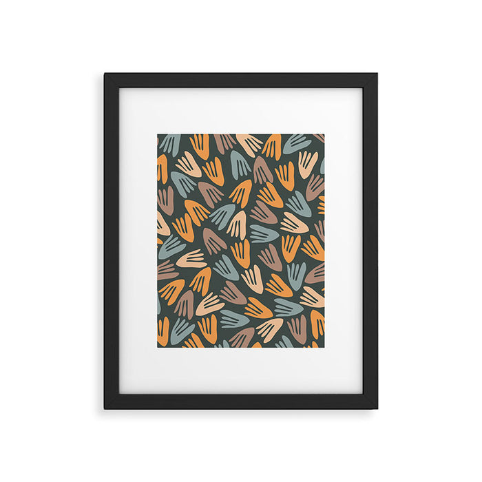 Papier Découpé Abstract Cutout Pattern Slate Blue Orange Blush Taupe Framed Art Print Gallery Image 1