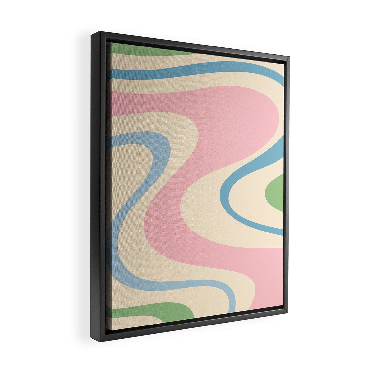 Pastel Abstract Trippy Dream Retro Contemporary Pattern Pink Blue Green Framed Canvas Print Gallery Image 2