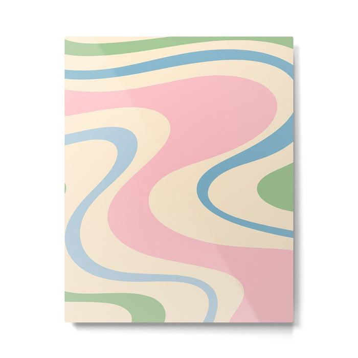 Pastel Abstract Trippy Dream Retro Contemporary Pattern Pink Blue Green Metal Print Gallery Image 1