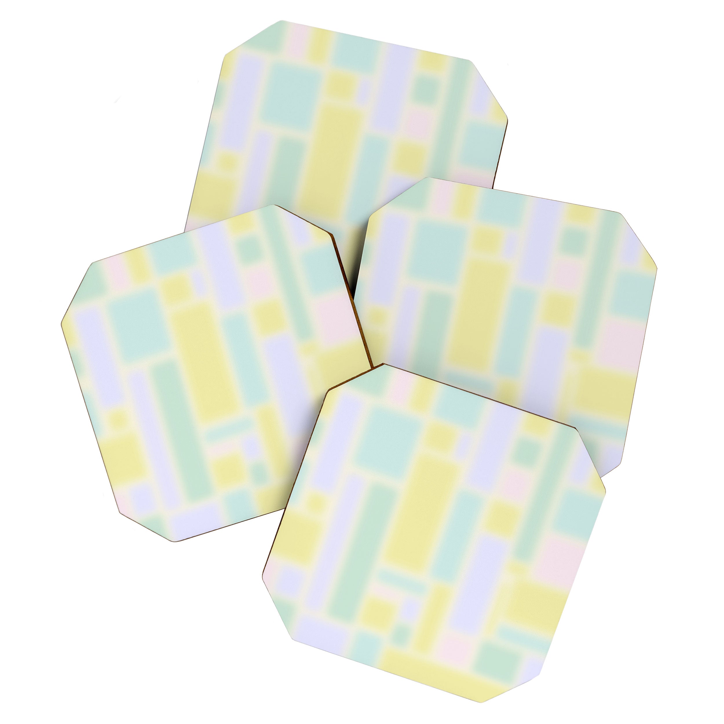 Pastel Fields Dreamy Light Minimal Abstract in Pale Pink Lavender Yellow Teal Tones Coaster Gallery Image 1