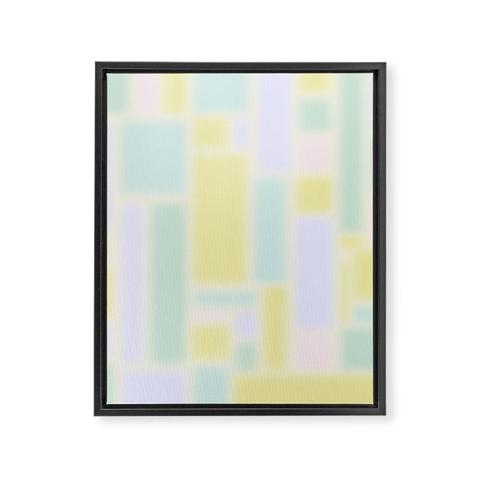 Pastel Fields Dreamy Light Minimal Abstract in Pale Pink Lavender Yellow Teal Tones Framed Canvas Print Gallery Image 1