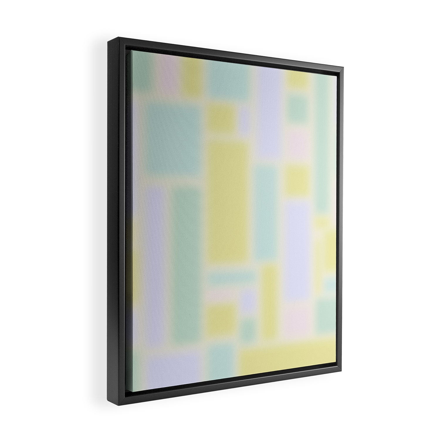 Pastel Fields Dreamy Light Minimal Abstract in Pale Pink Lavender Yellow Teal Tones Framed Canvas Print Gallery Image 2