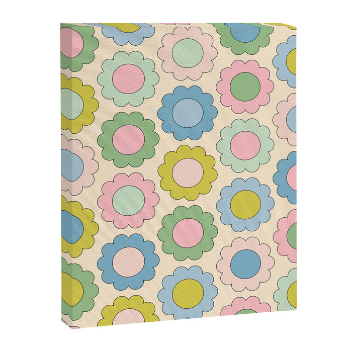 Pastel Flowers Happy Retro Spring Pattern Canvas Print Gallery Image 1