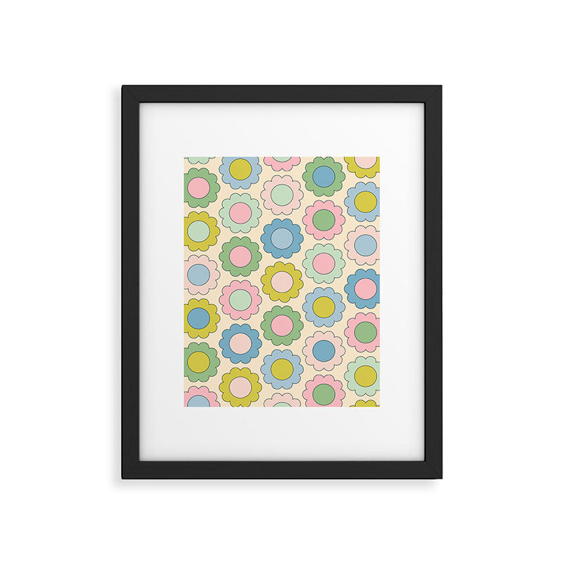 Pastel Flowers Happy Retro Spring Pattern Framed Art Print Gallery Image 6