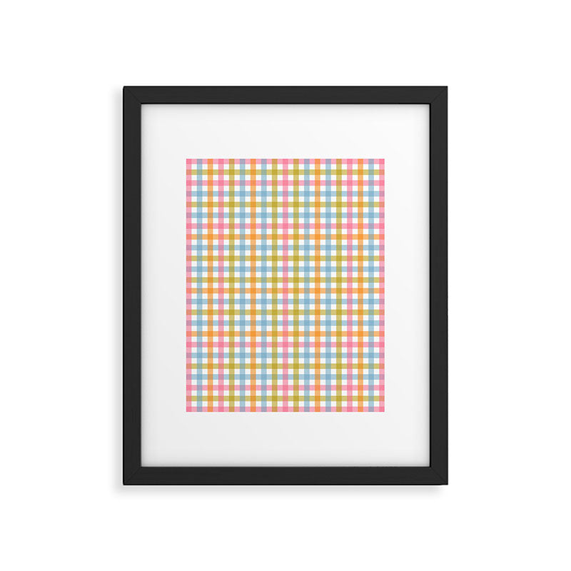 Pastel Gingham Plaid Multicolored Checkered Pattern Framed Art Print Gallery Image 5