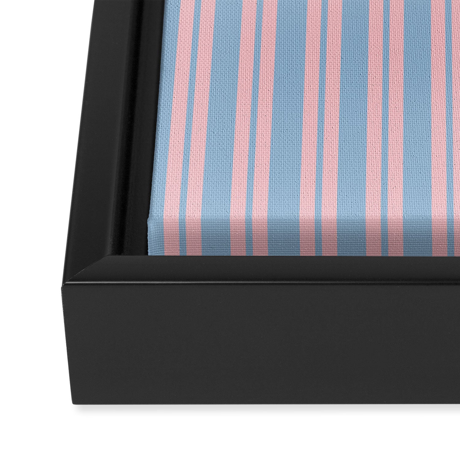 Pastel Pink and Light Blue Classic Double Stripe Vertical Pattern Framed Canvas Print Gallery Image 3