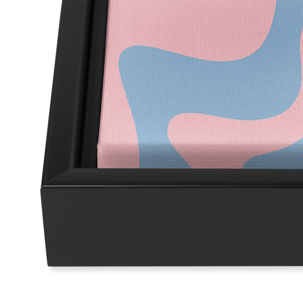 Pastel Pink and Light Blue Retro Liquid Swirl Abstract 2 Framed Canvas Print Gallery Image 3