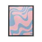 Pastel Pink and Light Blue Retro Liquid Swirl Abstract 2 Framed Canvas Print Gallery Image 8