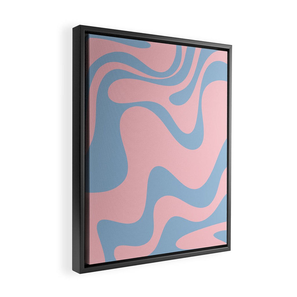 Pastel Pink and Light Blue Retro Liquid Swirl Abstract 2 Framed Canvas Print Gallery Image 2
