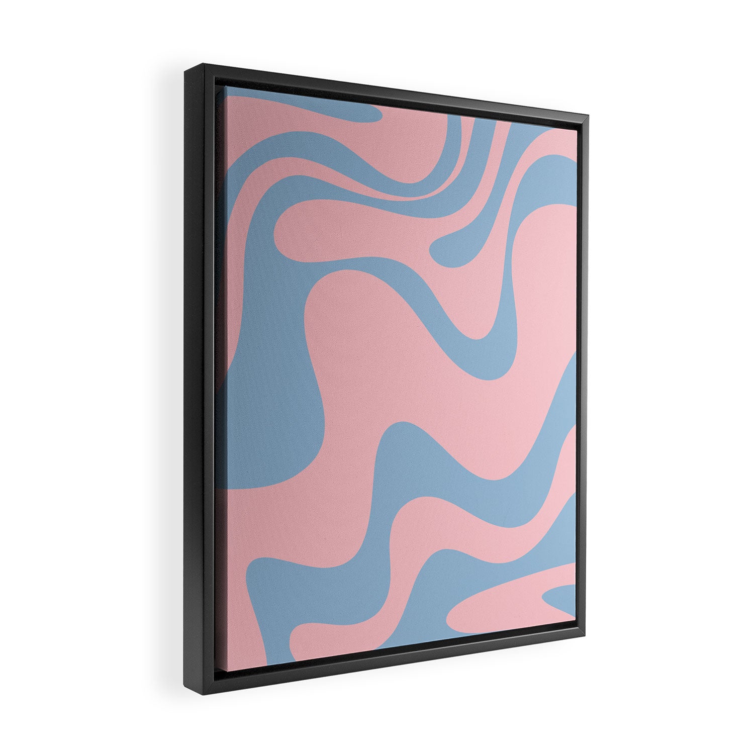 Pastel Pink and Light Blue Retro Liquid Swirl Abstract 2 Framed Canvas Print Gallery Image 2
