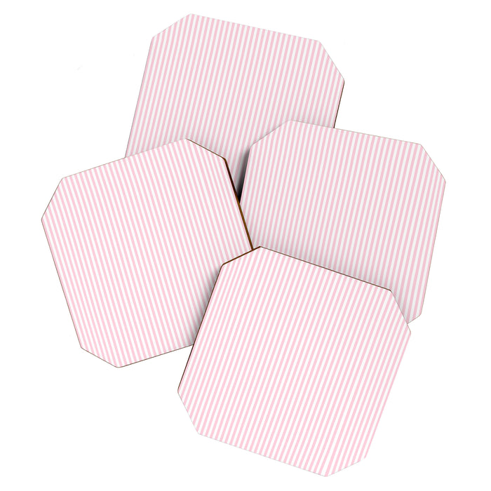 Pastel Pink and White Fine Stripes Vertical Pattern Coaster Gallery Image 1