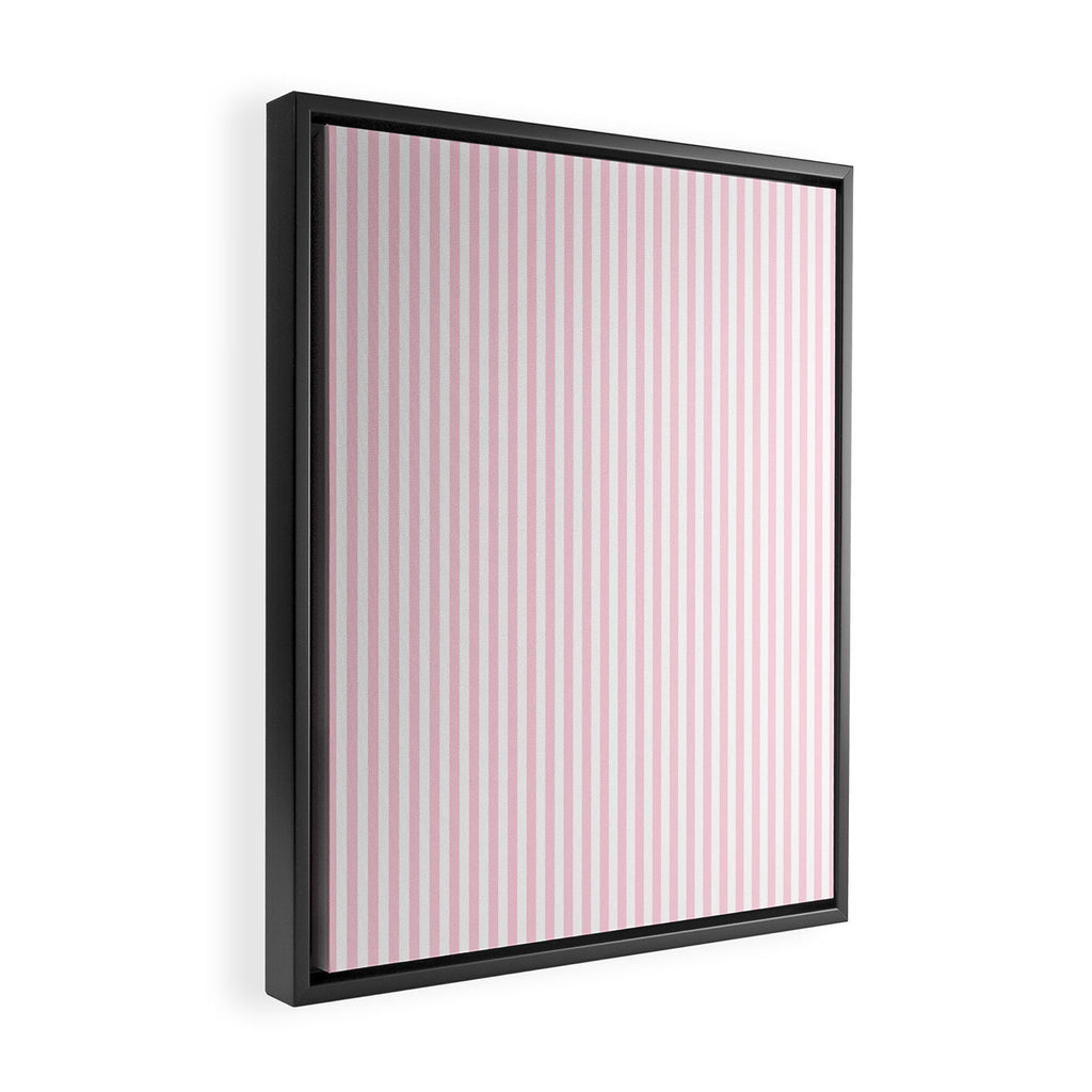 Pastel Pink and White Fine Stripes Vertical Pattern Framed Canvas Print Gallery Image 2