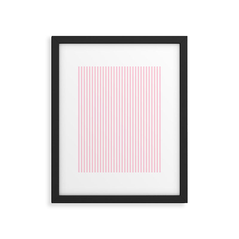 Pastel Pink and White Fine Stripes Vertical Pattern Framed Art Print Gallery Image 6