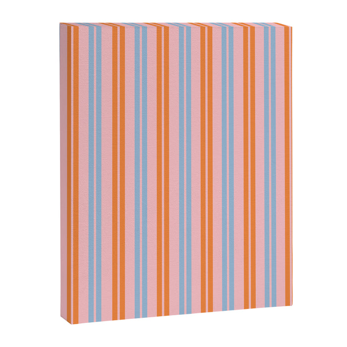 Pastel Pink, Baby Blue, and Orange Classic Double Stripe Vertical Pattern Canvas Print Gallery Image 1