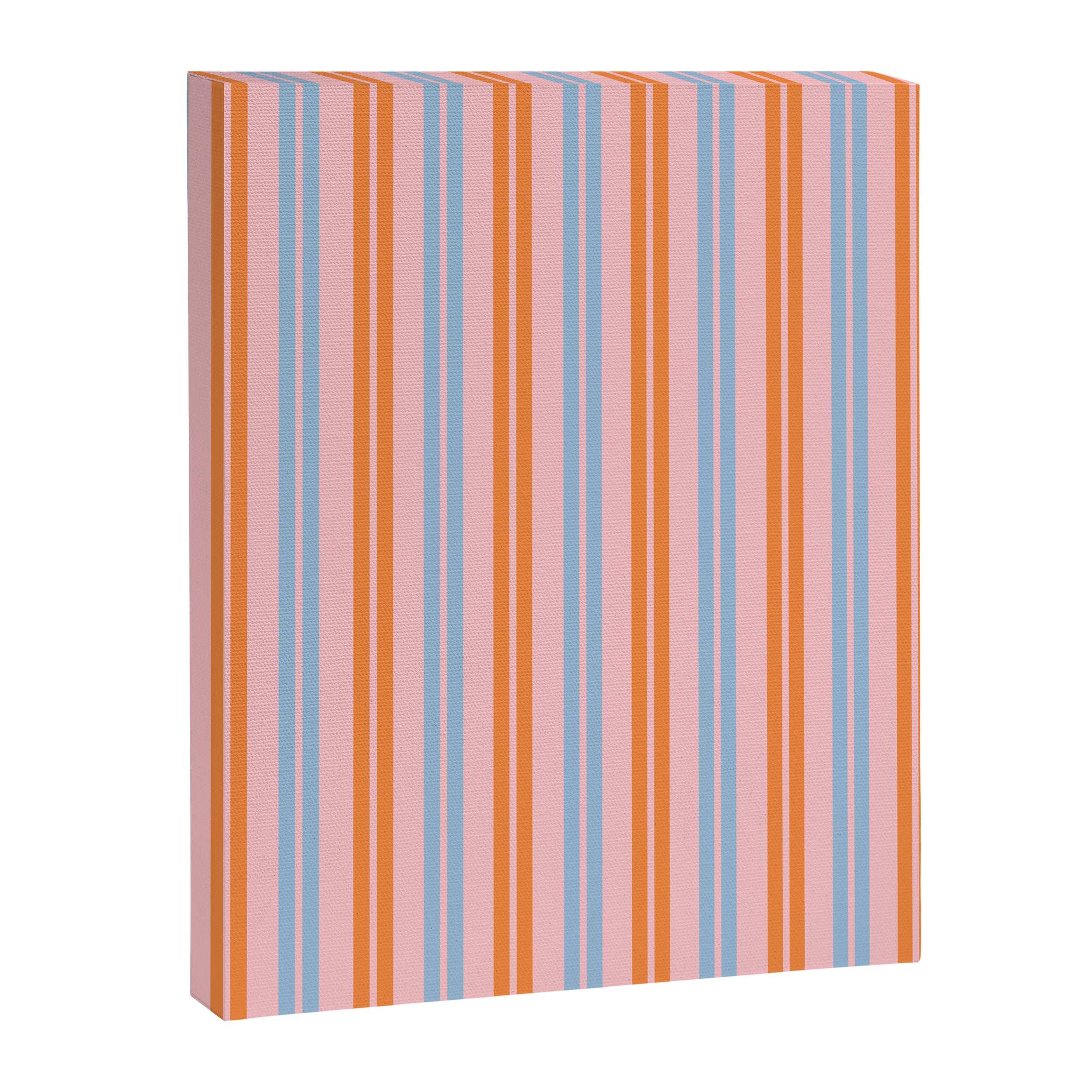 Pastel Pink, Baby Blue, and Orange Classic Double Stripe Vertical Pattern Canvas Print Gallery Image 8