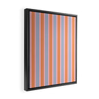 Pastel Pink, Baby Blue, and Orange Classic Double Stripe Vertical Pattern Framed Canvas Print Gallery Image 2