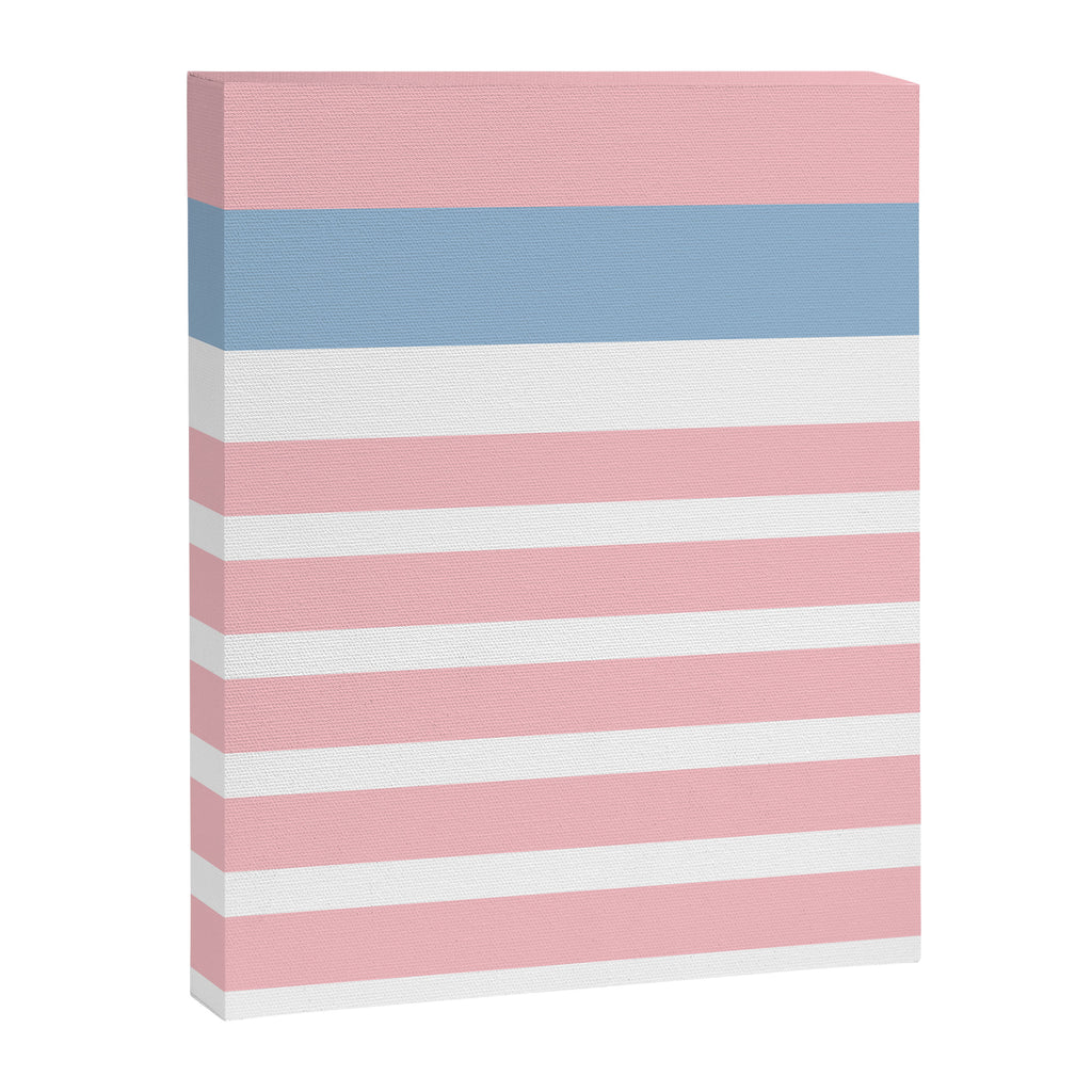 Pastel Pink Mixed Stripe Pattern with Light Blue and White Canvas Print Gallery Image 8