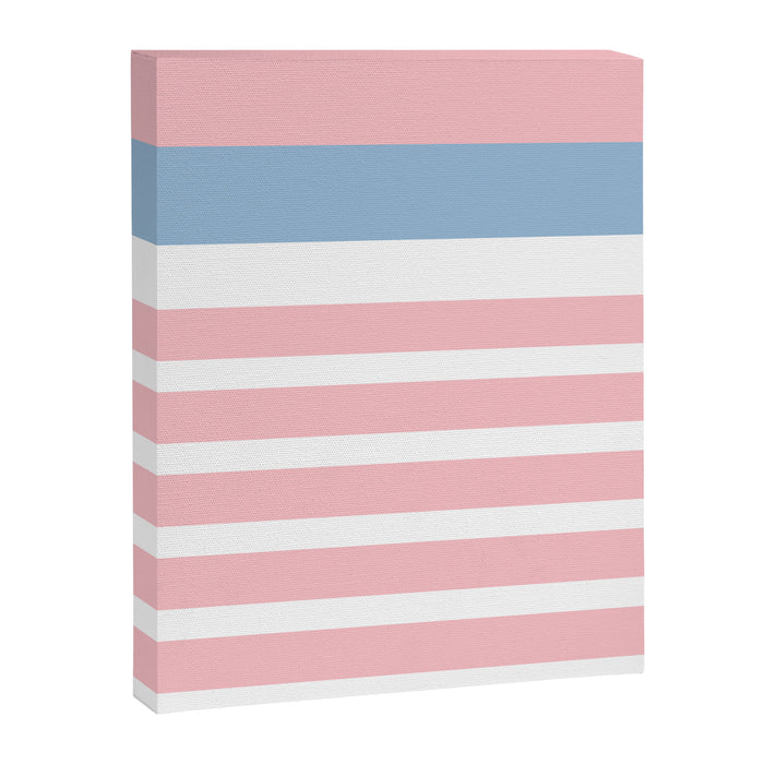 Pastel Pink Mixed Stripe Pattern with Light Blue and White Canvas Print Gallery Image 1