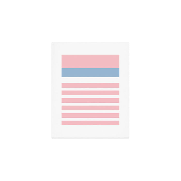 Pastel Pink Mixed Stripe Pattern with Light Blue and White Art Print Gallery Image 1