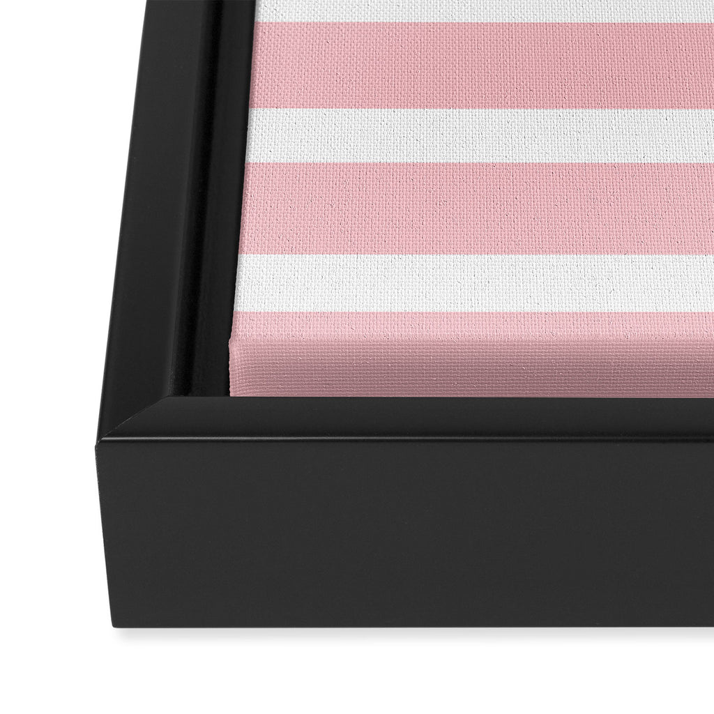 Pastel Pink Mixed Stripe Pattern with Light Blue and White Framed Canvas Print Gallery Image 3