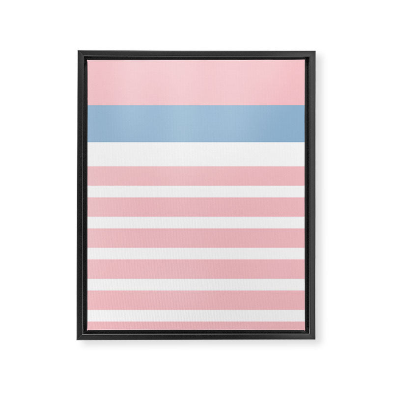 Pastel Pink Mixed Stripe Pattern with Light Blue and White Framed Canvas Print Gallery Image 8