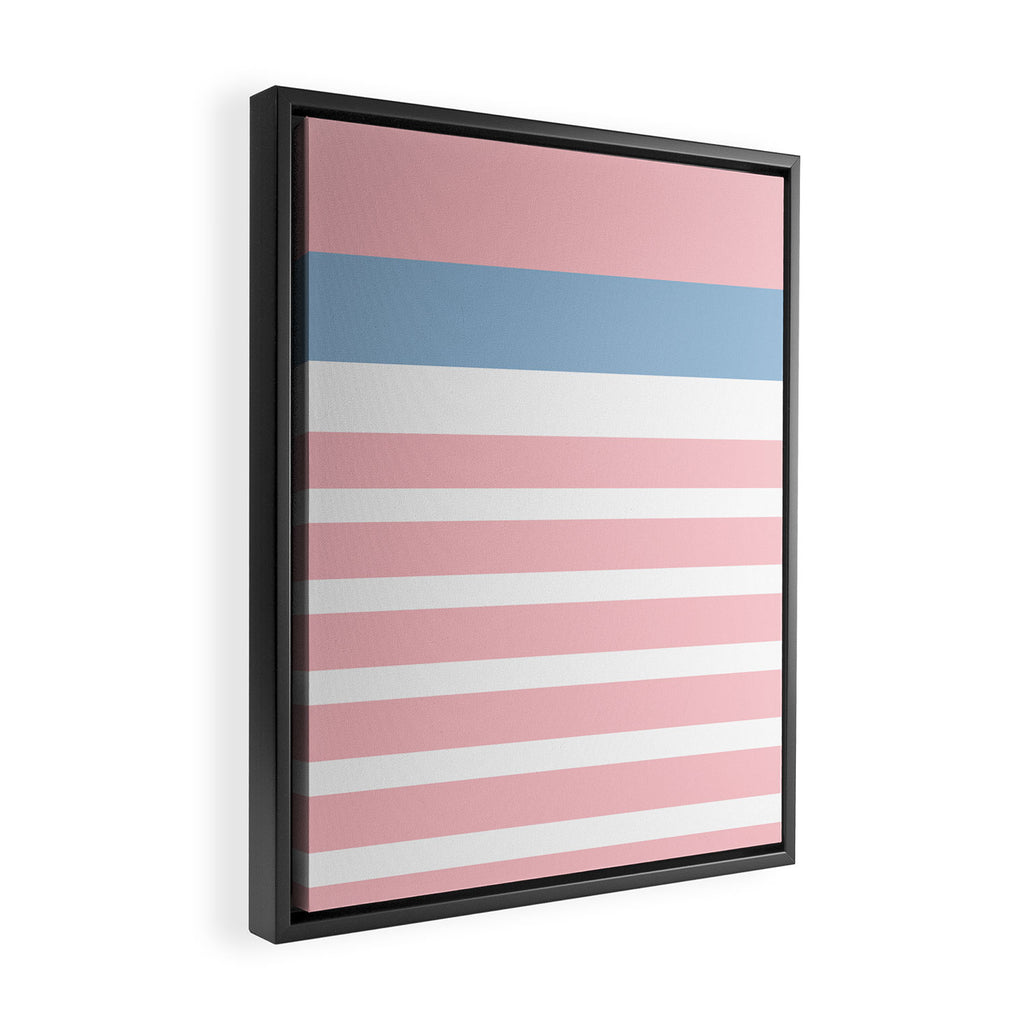 Pastel Pink Mixed Stripe Pattern with Light Blue and White Framed Canvas Print Gallery Image 2