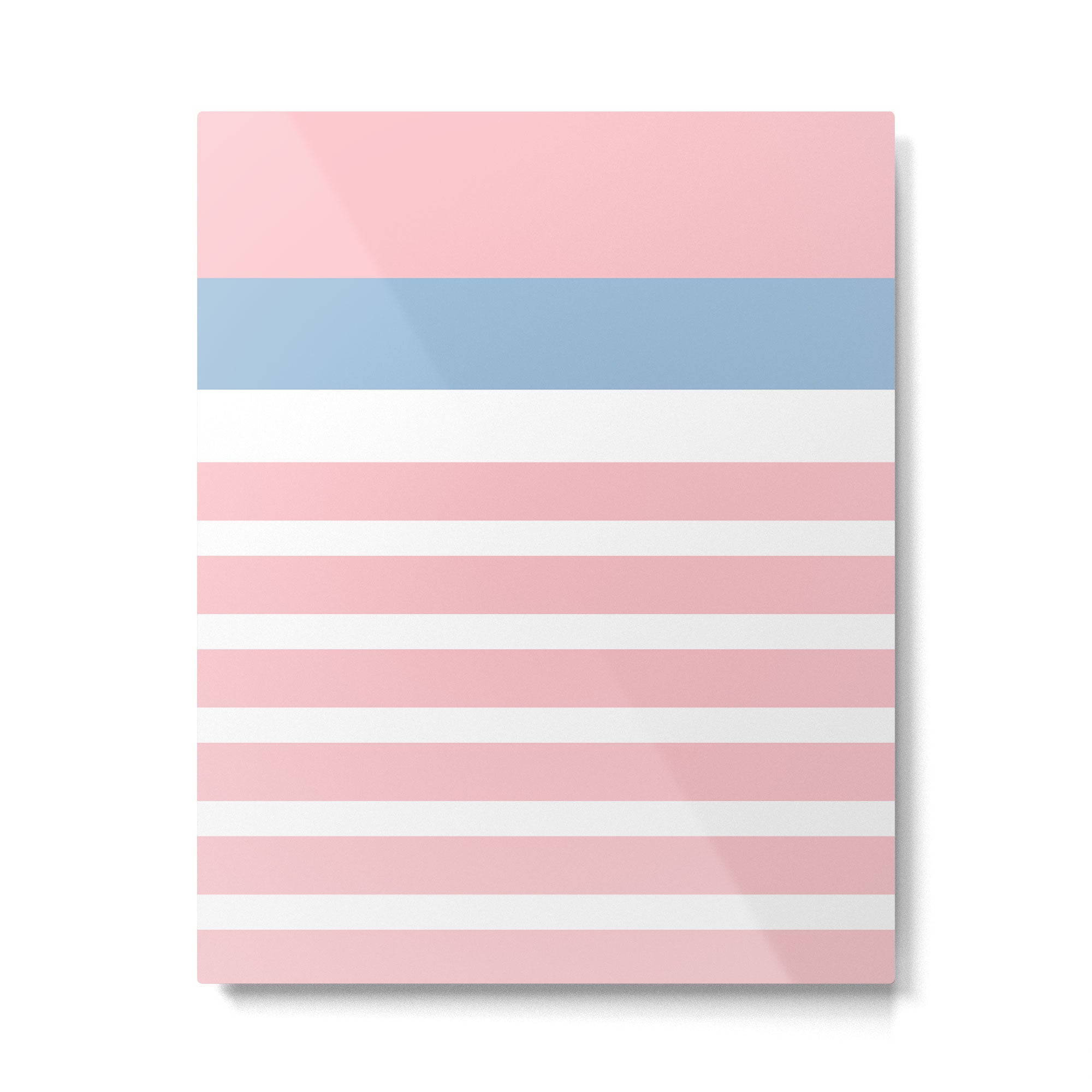 Pastel Pink Mixed Stripe Pattern with Light Blue and White Metal Print Gallery Image 6