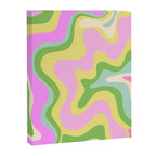 Pastel Retro Liquid Swirl Abstract Pattern Pink Green Yellow Canvas Print Gallery Image 6