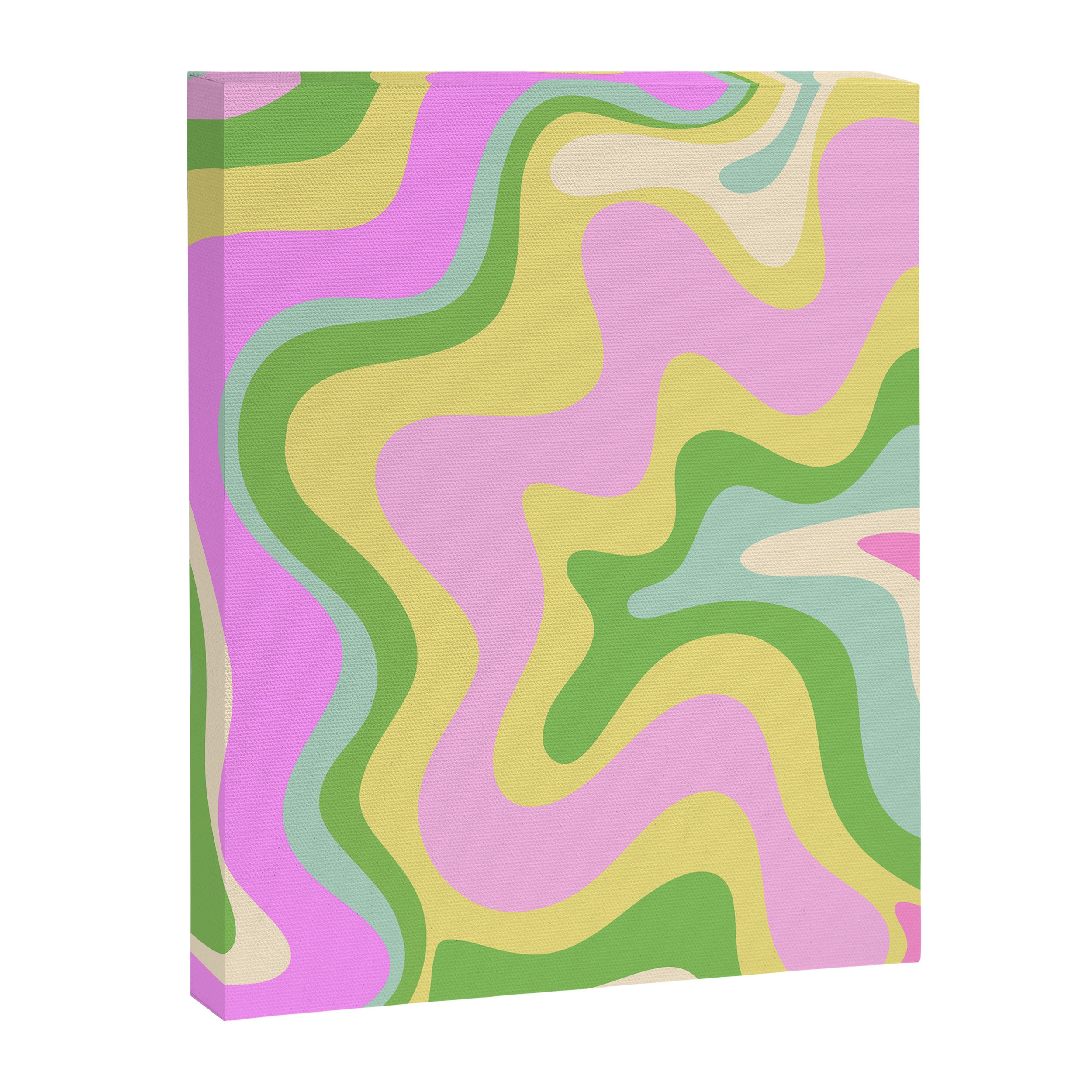 Pastel Retro Liquid Swirl Abstract Pattern Pink Green Yellow Canvas Print Gallery Image 6
