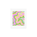 Pastel Retro Liquid Swirl Abstract Pattern Pink Green Yellow Art Print Gallery Image 1