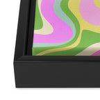 Pastel Retro Liquid Swirl Abstract Pattern Pink Green Yellow Framed Canvas Print Gallery Image 3